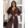 Hnědá bavlněná tepláková oversized souprava WENARI (Veľkosť ONESIZE)