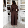 Hnědá bavlněná tepláková oversized souprava WENARI (Veľkosť ONESIZE)
