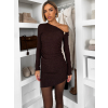 Hnedé koktailové šaty VENSULO s riasením