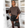 Hnedý oversize pohodlný sveter ZARVONI s vlnou