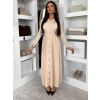 Krémové dlouhé šaty TYMORAE s dlouhým rukávem (Veľkosť M/L)