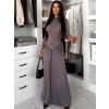 Šedé společenské dlouhé šaty EVANIE s průstřihy (Veľkosť ONESIZE)