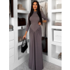 Šedé spoločenské dlhé šaty EVANIE s prestrihmi
