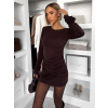 Tmavě hnědé koktejlové elegantní šaty SAUVEE (Veľkosť ONESIZE)