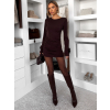 Tmavě hnědé koktejlové elegantní šaty SAUVEE (Veľkosť ONESIZE)