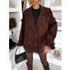 Tmavě hnědý elegantní kabát VELINNE (Veľkosť ONESIZE)