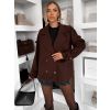 Tmavě hnědý elegantní kabát VELINNE (Veľkosť ONESIZE)