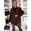 Tmavě hnědý elegantní kabát VELINNE (Veľkosť ONESIZE)