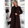 Tmavě hnědý vypasovaný dlouhý elegantní kabát SAVOIA (Veľkosť ONESIZE)