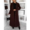 Tmavě hnědý vypasovaný dlouhý elegantní kabát SAVOIA (Veľkosť ONESIZE)