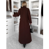 Tmavě hnědý vypasovaný dlouhý elegantní kabát SAVOIA (Veľkosť ONESIZE)