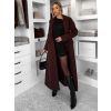 Tmavě hnědý vypasovaný dlouhý elegantní kabát SAVOIA (Veľkosť ONESIZE)