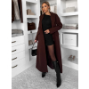 Tmavo hnedý vypasovaný dlhý elegantný kabát SAVOIA
