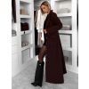 Tmavě hnědý vypasovaný dlouhý elegantní kabát SAVOIA (Veľkosť ONESIZE)