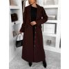 Tmavě hnědý vypasovaný dlouhý elegantní kabát SAVOIA (Veľkosť ONESIZE)