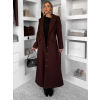 Tmavě hnědý vypasovaný dlouhý elegantní kabát SAVOIA (Veľkosť ONESIZE)