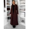 Tmavě hnědý vypasovaný dlouhý elegantní kabát SAVOIA (Veľkosť ONESIZE)