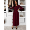 Vínové dlhé svetrové šaty TYMORAE s dlhým rukávom