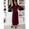 Vínové dlouhé svetrové šaty TYMORAE s dlouhým rukávem (Veľkosť M/L)