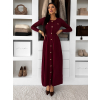 Vínové dlhé svetrové šaty TYMORAE s dlhým rukávom