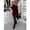 Vínové koktailové šaty VENSULO s riasením