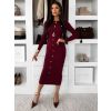 Vínové úpletové elegantní šaty CRESTILO s dlouhým rukávem (Veľkosť M/L)