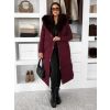 Vínový dlouhý zimní kabát bunda LUMIYA (Veľkosť L)