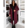 Vínový dlouhý zimní kabát bunda LUMIYA (Veľkosť L)