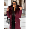 Vínový dlhý zimný kabát bunda LUMIYA