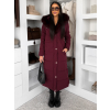 Vínový dlhý zimný kabát bunda LUMIYA