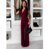Bordó elegantný dlhý spoločenský overal DULEMAR