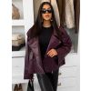 Vínová koženková oversize biker bunda DRAVINO (Veľkosť ONESIZE)