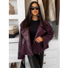 Vínová koženková oversize biker bunda DRAVINO