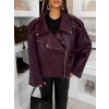Vínová koženková oversize biker bunda DRAVINO (Veľkosť ONESIZE)