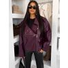 Vínová koženková oversize biker bunda DRAVINO (Veľkosť ONESIZE)