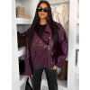 Vínová koženková oversize biker bunda DRAVINO
