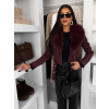 Vínová semišová krátka bunda LORXINA s kožúškom