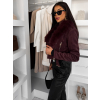 Vínová semišová krátka bunda LORXINA s kožúškom