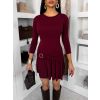 Vínové krátké šaty QULENZA s ozdobou (Veľkosť ONESIZE)