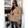 Béžový krátky elegantný kabát VELINNE s gombíkmi
