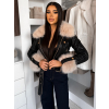 Čierna krátka biker bunda EMBRILA s kožušinkou