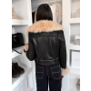Čierna krátka biker bunda EMBRILA s kožušinkou
