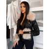 Čierna krátka biker bunda EMBRILA s kožušinkou