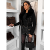 Čierna semišová krátka biker bunda LORXINA s kožušinkou