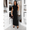 Čierne dlhé elastické šaty LABUA so zipsom