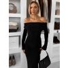 Černé dlouhé společenské přiléhavé šaty SYTRENO (Veľkosť ONESIZE)