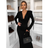 Čierne elegantné dlhé šaty MARVO s riasením