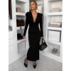 Čierne elegantné dlhé šaty MARVO s riasením
