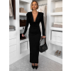 Čierne elegantné dlhé šaty MARVO s riasením