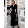 Černé společenské dlouhé šaty OLIVINE (Veľkosť ONESIZE)